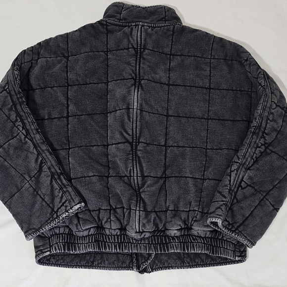 Free People Washed Charcoal Quilted Jacket Small - Picture 2 of 8
